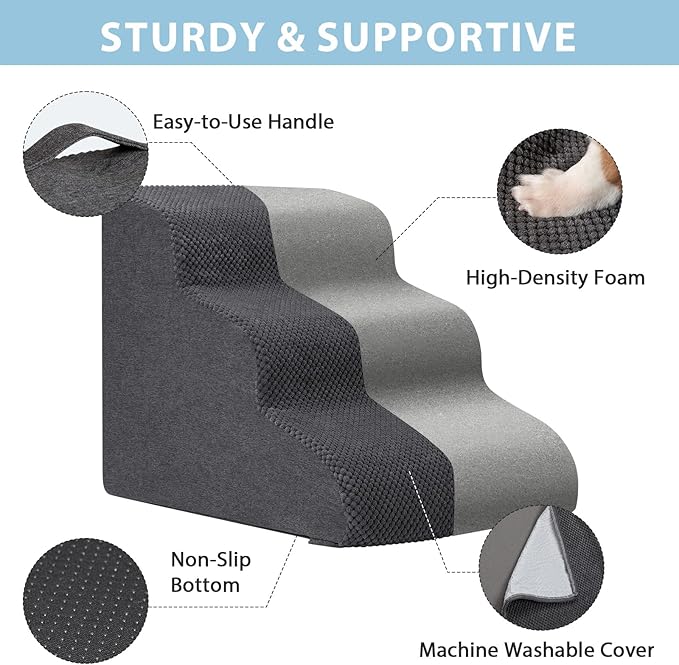 Dog Stairs for High Beds with Tunnel, 5-Step Dog Steps for Small Dogs and Cats - Image 6