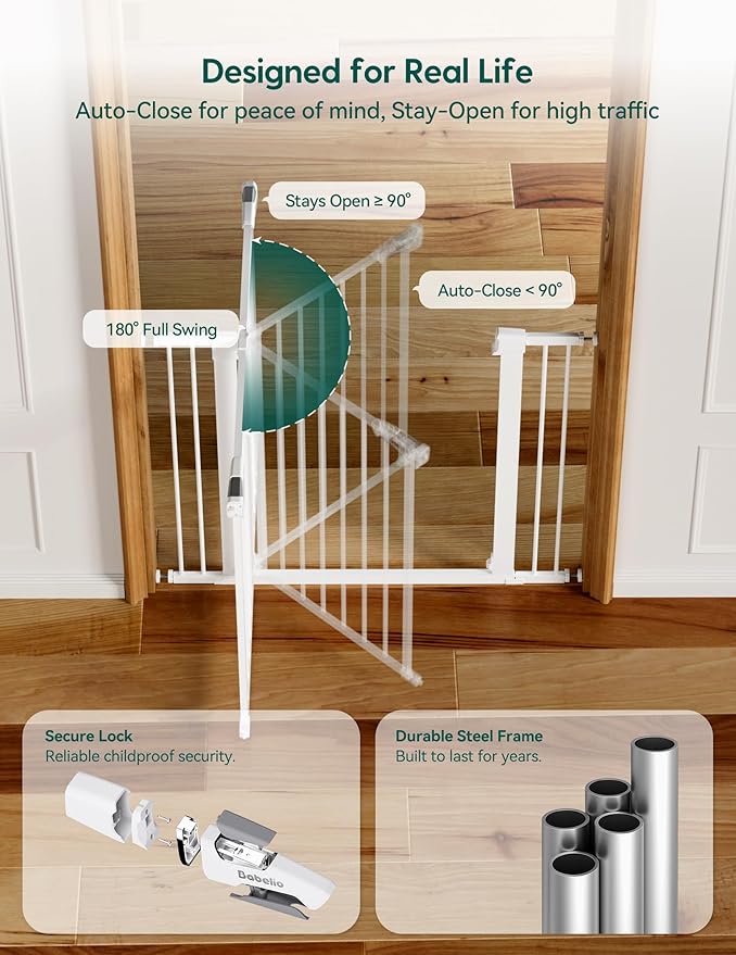 Babelio Metal Baby Gate, 29-43" Auto Close Easy Install Pet Gate PressGuard P7 - Image 6