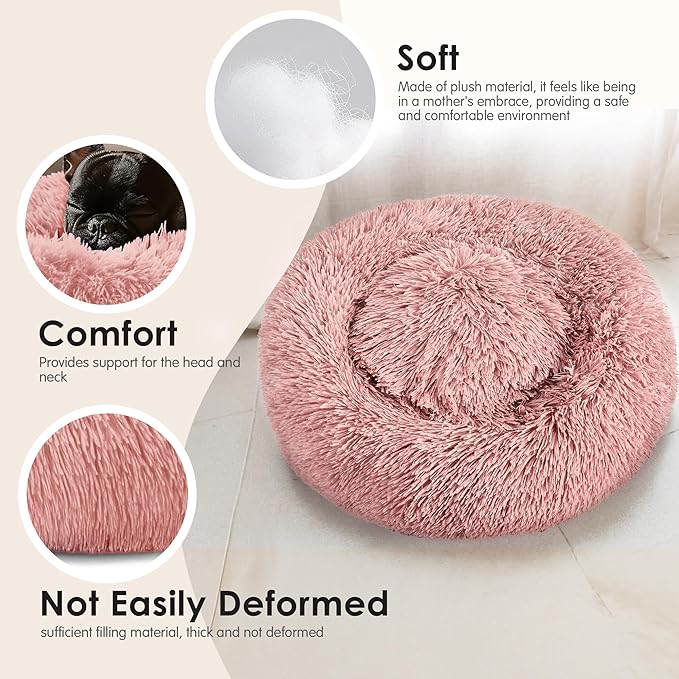 Dogs Bed for Small Dogs, Anti-Anxiety Washable Round Bed - Image 4