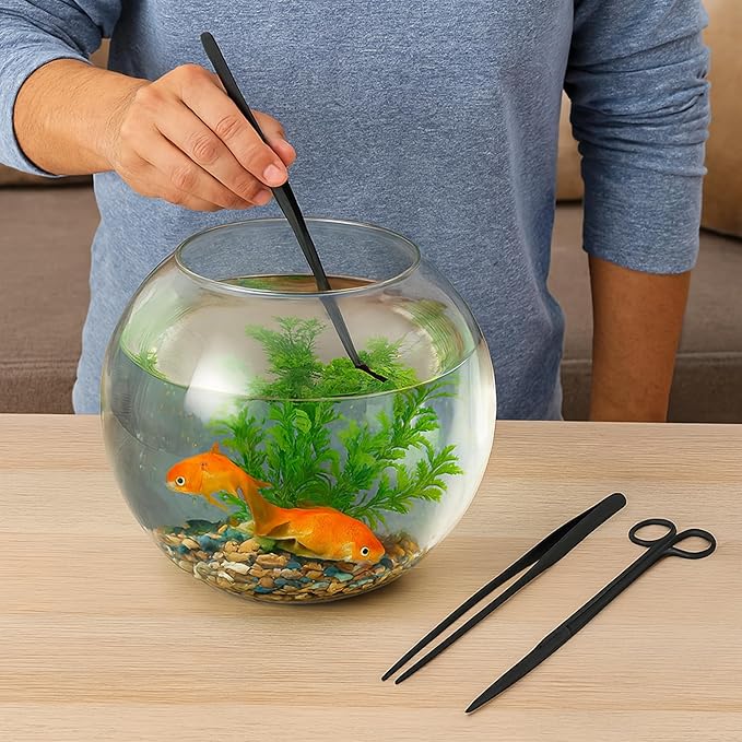 Mandala Crafts 15 Inches Black Stainless Steel Straight and Curved Aquarium - Image 7