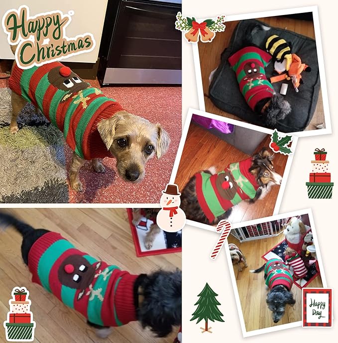 Dog Cat Christmas Sweater Boy Girl Ugly Reindeer Xmas Pet Clothes Holiday Puppy - Image 8