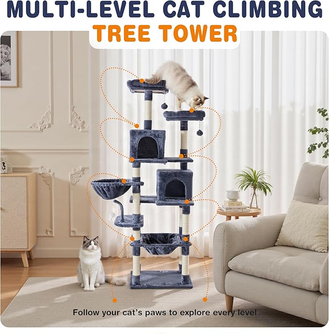 Sweetcrispy 71 inch Cat Tree Tower, Large Multi Level Cat Climbing Tower - Image 4