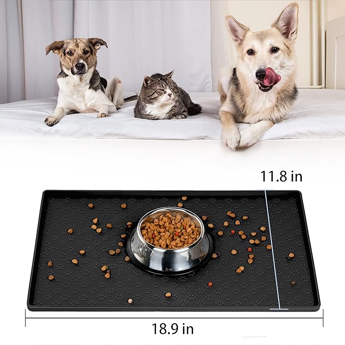 Dog Cat Pet Food Mat for Floor Dog Feeding Bowl Mat for Food and Water Raised - Image 2
