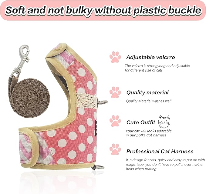 Cat Harness and Leash for Walking Escape Proof, Adjustable Cat Vest Harness - Image 4