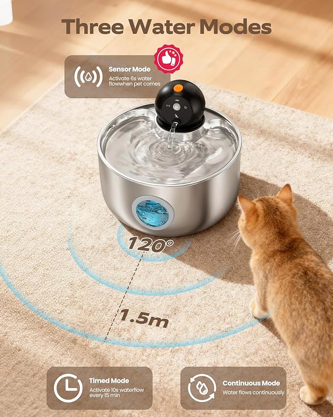 Wireless Cat Water Fountain Cordless: Stainless Steel Cat Fountains - Image 7
