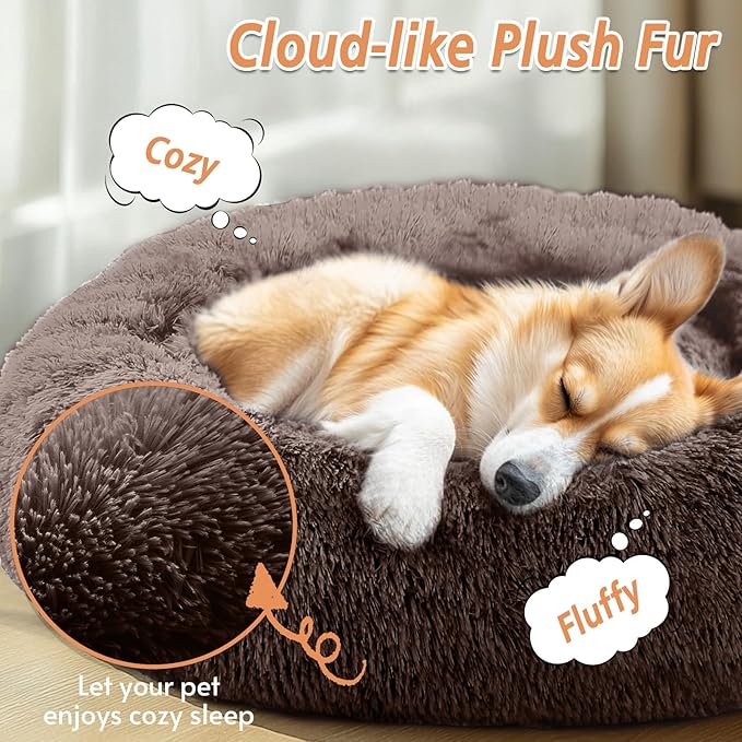 JOLLYVOGUE Calming Dog Bed Large Size Dog, Anti-Anxiety Donut Large Pet Bed - Image 2