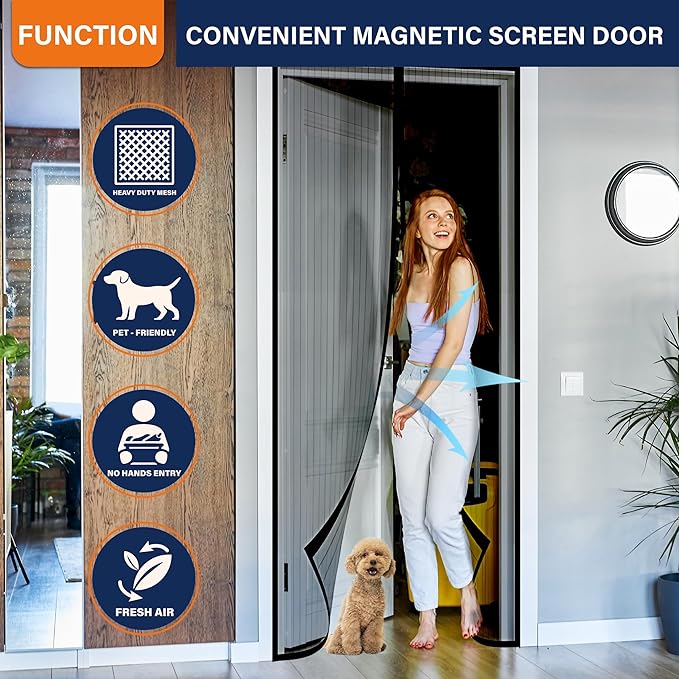 Magnetic Screen Door, Fit Door Size 32 x 96 Inches, Screen Doors - Image 6