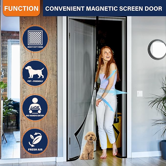 Magnetic Screen Door，Screen Door Mesh，Keep Bugs Out, Heavy-Duty Mesh Curtain - Image 6