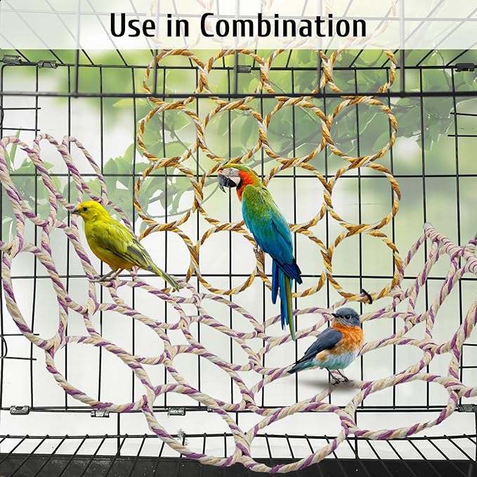 BNOSDM 4 Packs Bird Hemp Rope Net Swing Climbing Rope Net - Image 3
