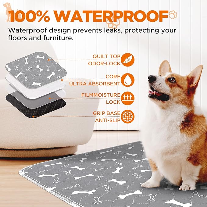 Washable Pee Pads for Dogs, 2 Pack Dog Pee Pads Washable, Waterproof Puppy Pads - Image 2