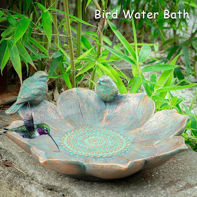 MUMTOP Bird Baths for Outdoors, Antique Outdoor Garden Bird Bath Resin Birdbath - Image 6