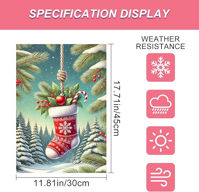 Christmas Garden Flag Christmas Stocking Garden Flag Snowflake Holiday Gardens - Image 3