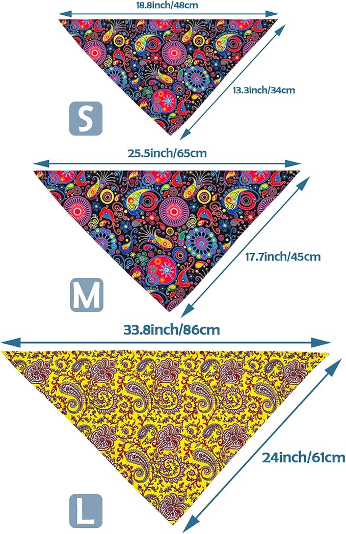 30 Pcs Paisley Dog Bandanas Bulk 33 Inche XL Stitch Dogs Bandanas Polyester - Image 8