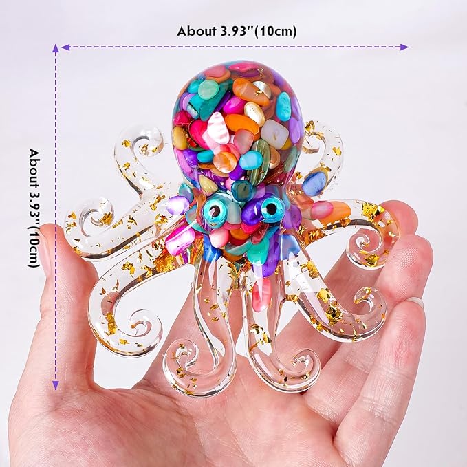 Natural Crystal Green Aventurine Gravel Octopus Resin Marine Animals Fish Tank - Image 2