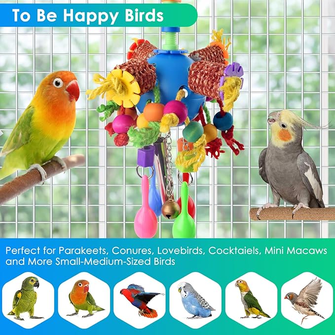 KATUMO Parrot Toys, Parakeet Foraging Shredder Hanging Toys Bird Ball Treats - Image 7
