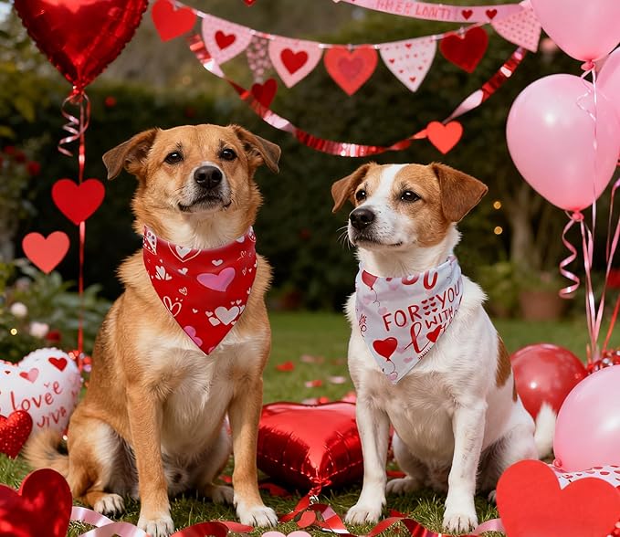 Valentine's & St. Patrick's Day Dog Bandana Set 2PCS-Large, Holiday Party - Image 6
