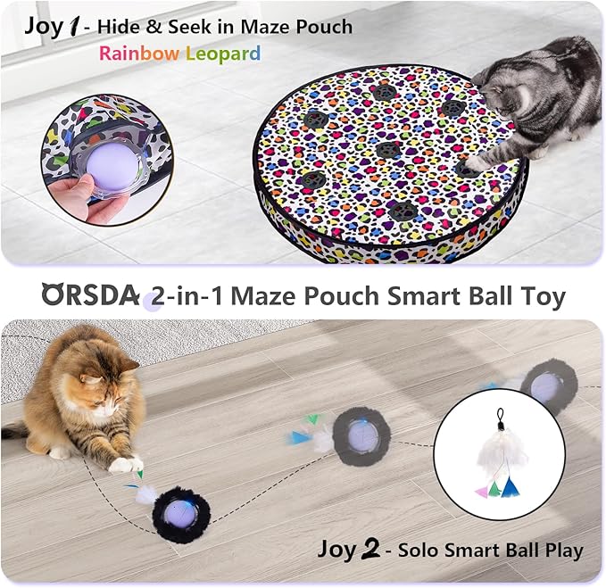 ORSDA Cat Toys, Interactive Activated Moving Ball in 7 Holes Mat, Automatic - Image 2