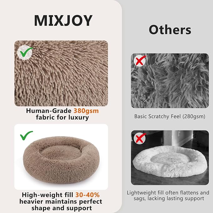 MIXJOY Orthopedic Dog Bed Comfortable Donut Cuddler Round Pet Beds Ultra Soft - Image 3
