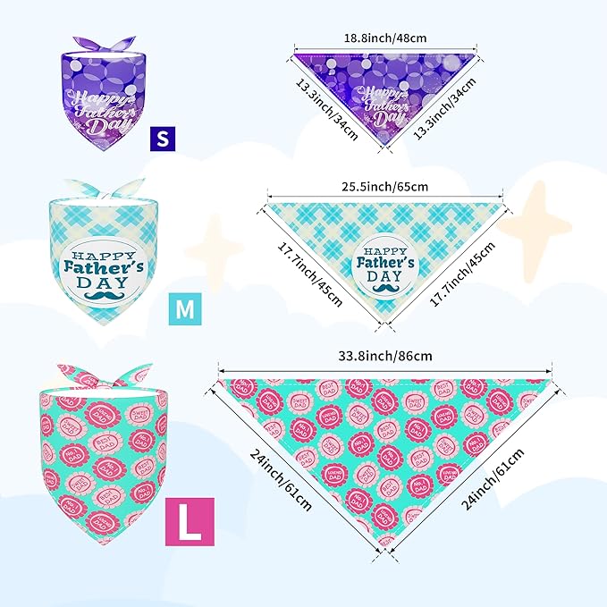 30 Pcs Fathers Day Small Dog Bandanas Bulk 25 Inch Love Dad Dog Bandanas - Image 2
