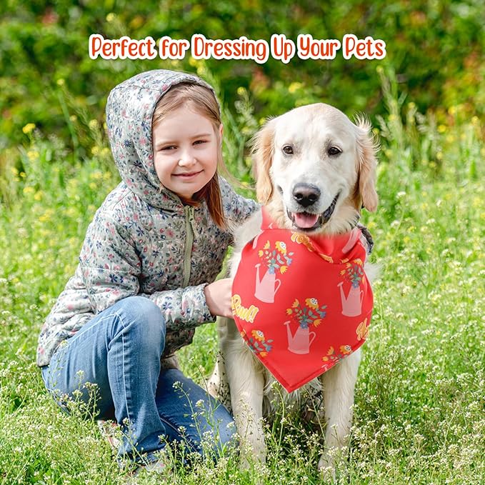 Chunful 50 Pcs Spring Dog Bandanas Floral Dog Bibs Seasonal Pet Costume - Image 7