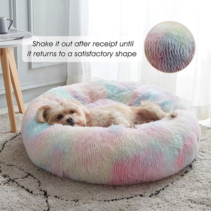 WESTERN HOME WH Calming Dog & Cat Bed, Anti-Anxiety Donut Cuddler Warming Cozy - Image 2