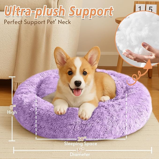 JOLLYVOGUE Calming Dog Bed Medium Size Dog, Anti-Anxiety Donut Medium Pet Bed - Image 5