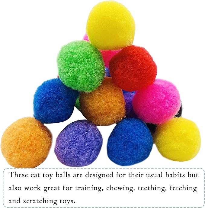 PET SHOW 20Pcs 1.5"/3.8cm Cat Toy Balls Bulk Soft Kitten Pompon Toys Indoor - Image 7