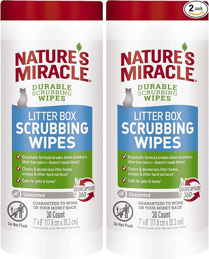 Nature’s Miracle Litter Box Scrubbing Wipes 30 Count by NaturesMiracle