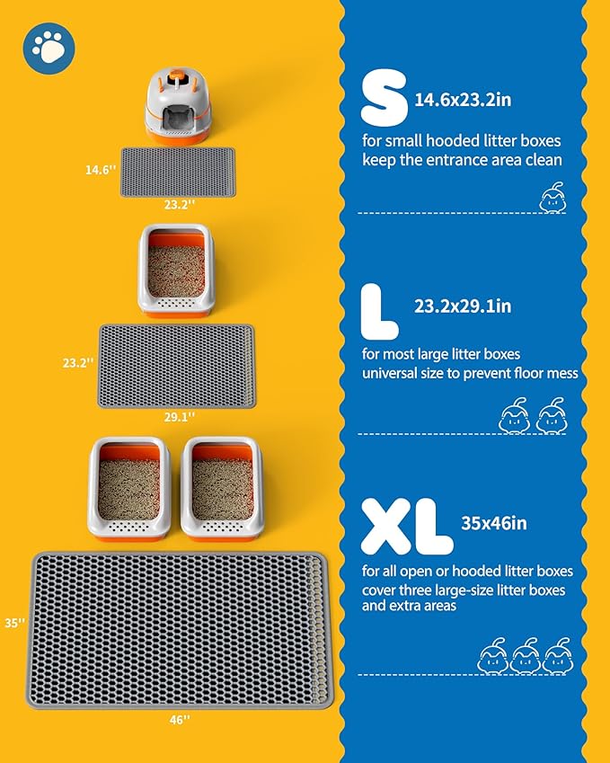 Cat Litter Mat - 46'' x 35'' Small Litter Trapping Mat, Waterproof, Urine-Proof - Image 6