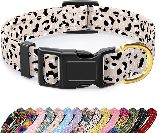 Reflective Dog Collar for Extra Small Dogs, Cute Leopard Style Adjustable by TMOODEL