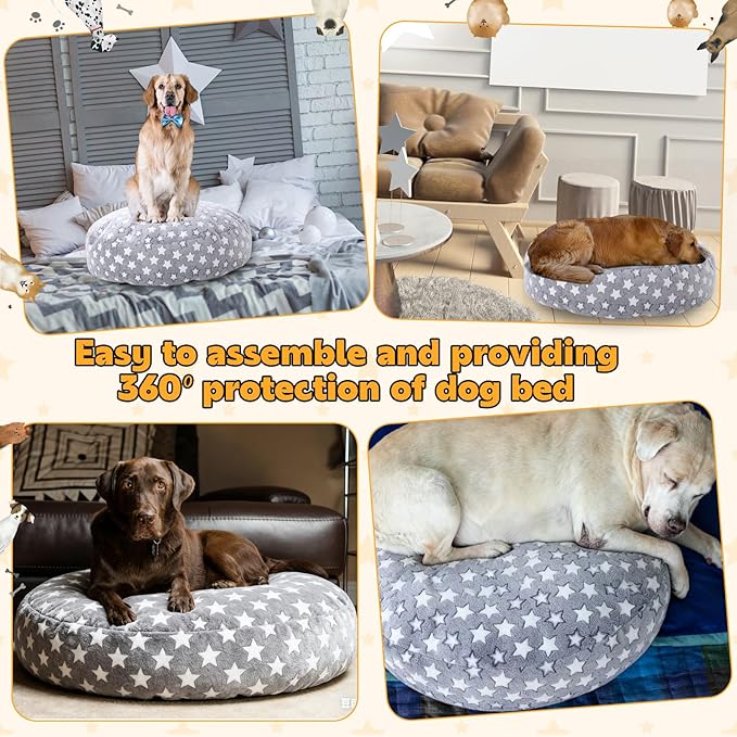 Youyole Large Washable Round Dog Bed Cover Replacement Waterproof 45 x 45 x 11 - Image 4