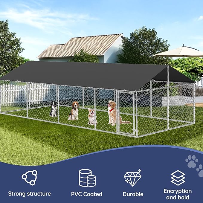 Petonly Outdoor Dog Enclosure Heavy Duty Dog Kennel House Mesh Dog Big Cage Pet - Image 6
