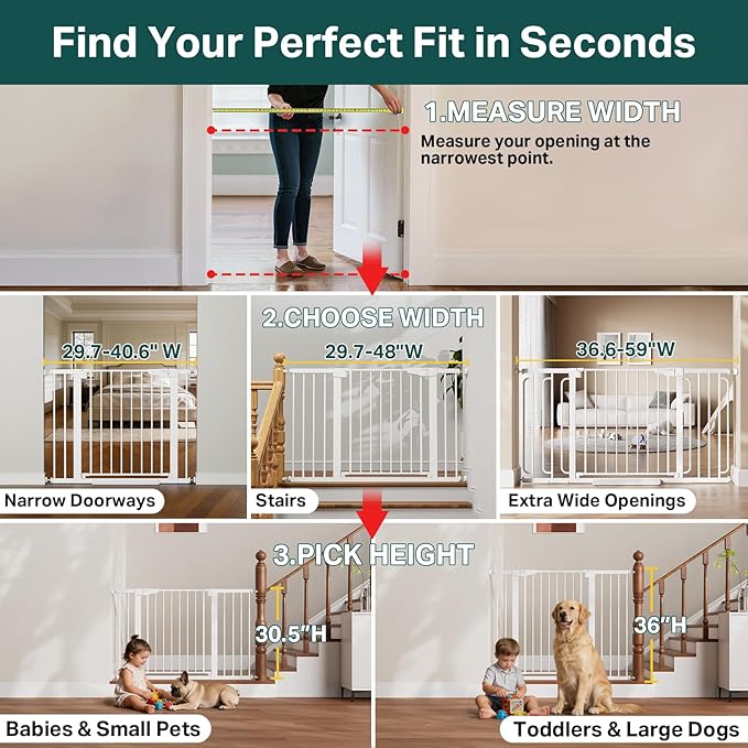 Cumbor 29.7-48" Baby Gate for Stairs, Mom's Choice Awards Winner-Dog Gates for - Image 3