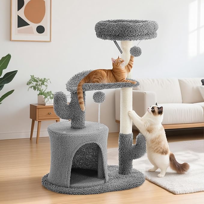 Sweetcrispy 33" Cat Tree Tower for Indoor Cats, Small Cat Scratching Post - Image 2