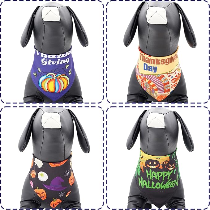 30 Pack Halloween Thanksgiving Dog Bandanas Bulk Stitch Dog Bandanas Small Dogs - Image 4