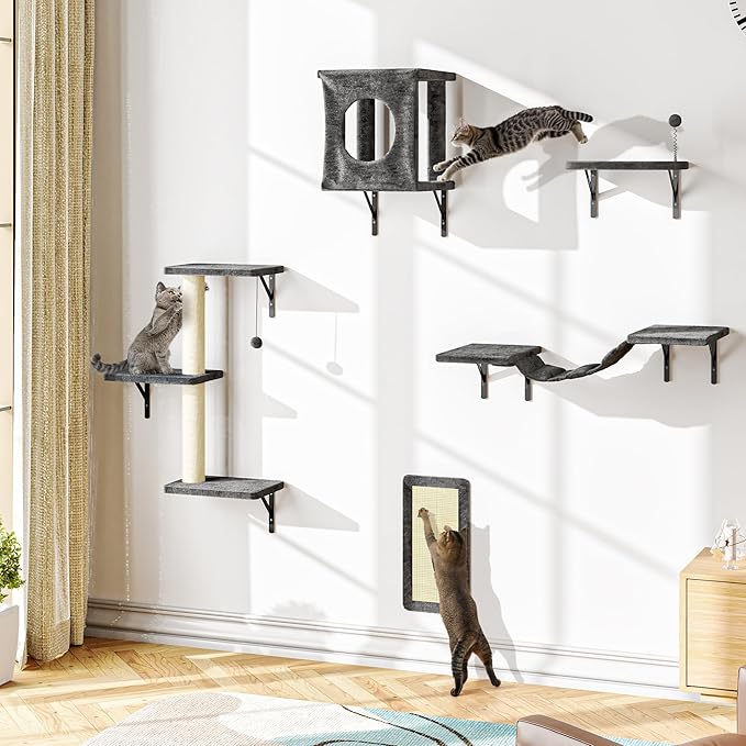 NUNU LAB Cat Wall Shelves Set, Bridge Ladder, Scratching Post, Indoor Cat by NUNULAB