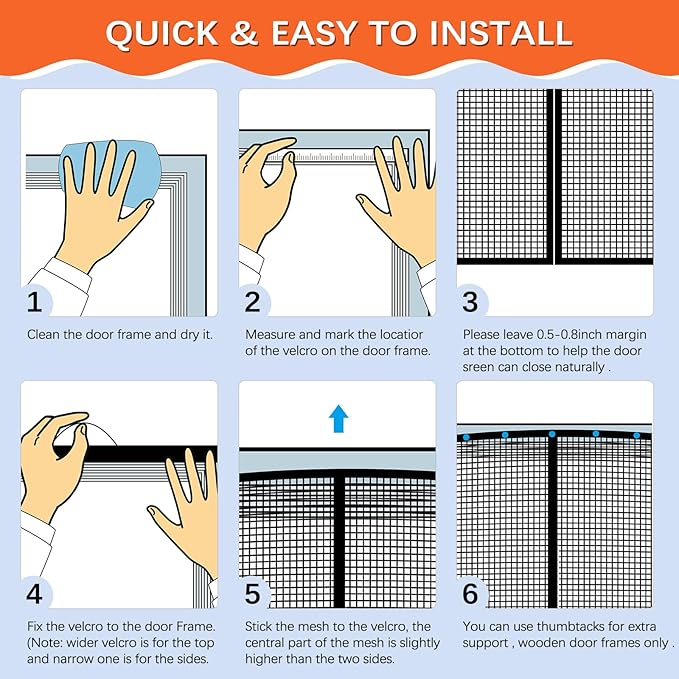 Fiberglass Magnetic Screen Door Fit Door Size 32 x 80 in- Heavy Duty Fiberglass - Image 6