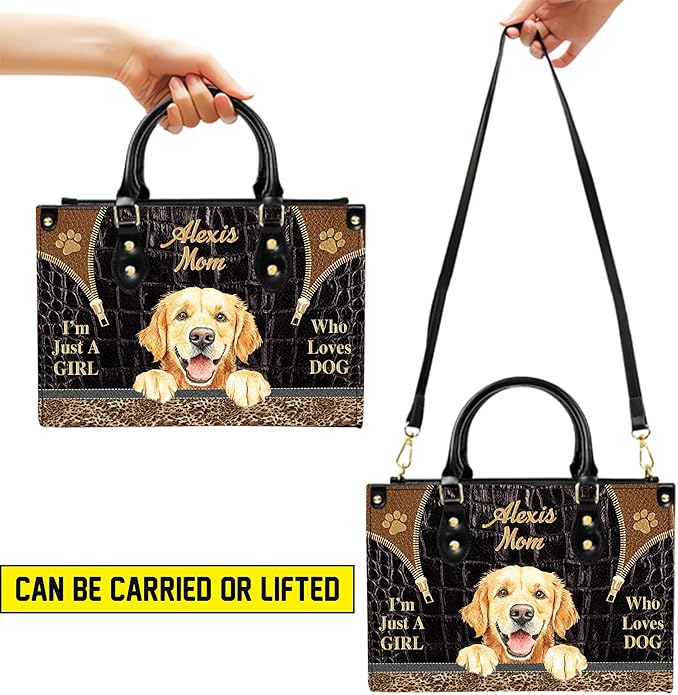 Personalized Pet Mom Leather Handbag – Custom Name Dog Cat Photo Purse - Image 4