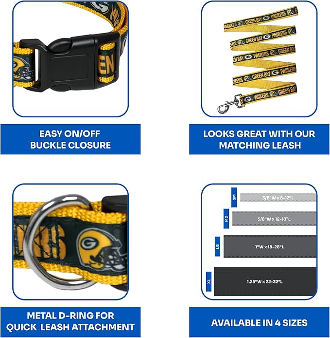 NFL PET Collar Green Bay Packers Dog Collar, Medium Football Team Collar - Image 6