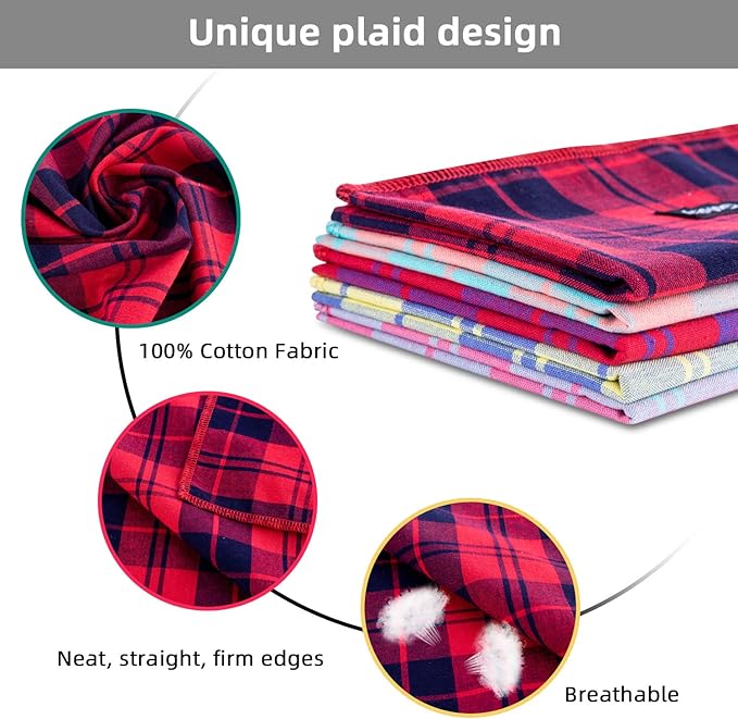 Small Dog Bandanas -5PCS Birthday Gift Puppy Bandana Vibrant Color Plaid - Image 3