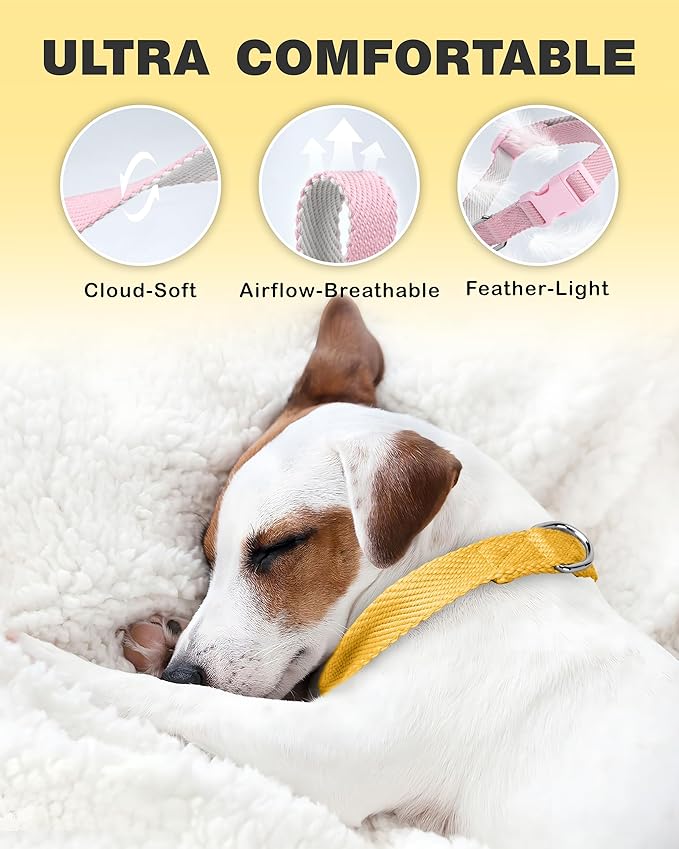 Dynmeow Soft and Breathable Cotton Dog Collar, Durable Adjustable Heavy-Duty - Image 4