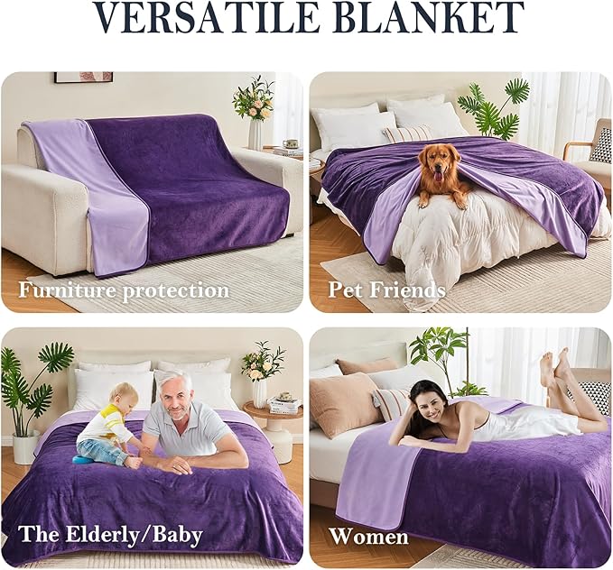 Waterproof Blanket 60"x80" for Adults, Reversible Waterproof Bed Cover for Dogs - Image 3