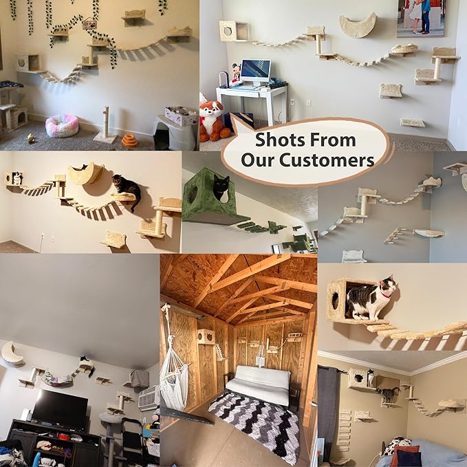 13-in-1 Cat Wall Shelves, Wall Mounted Cats Furniture Set - Image 8