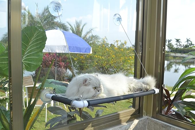 Cat Window Hammock – Mess-Free Waterproof Cats Window Perch by PEFUNY