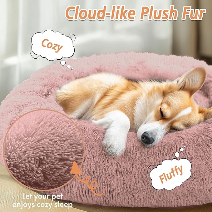 JOLLYVOGUE Calming Dog Bed Large Size Dog, Anti-Anxiety Donut Large Pet Bed - Image 2