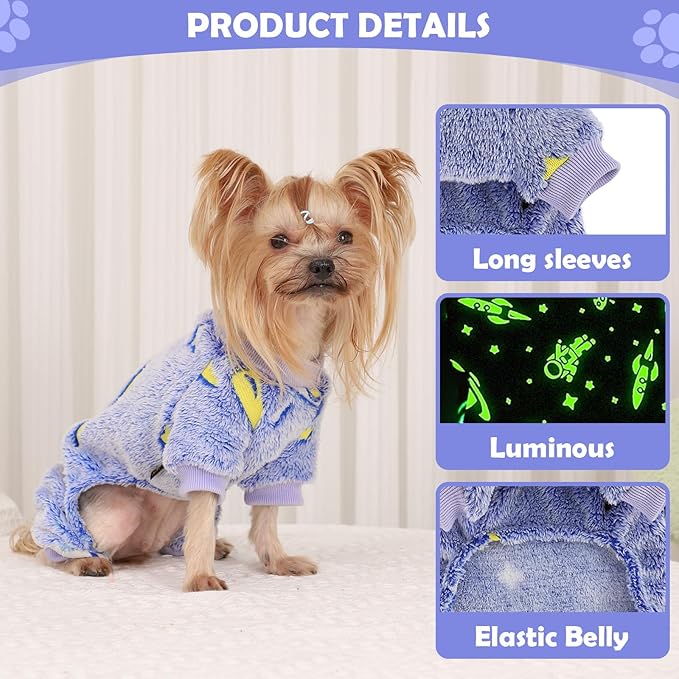 Fleece Dog Pajamas Small, Fall Winter Pjs, Cute Extra Small Puppy Clothes - Image 4