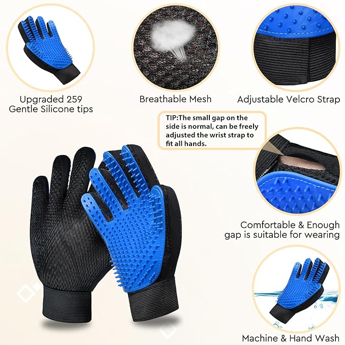 GJEASE Cat Grooming Glove Brush, Self-Cleaning Slicker Pet Brush - Image 4