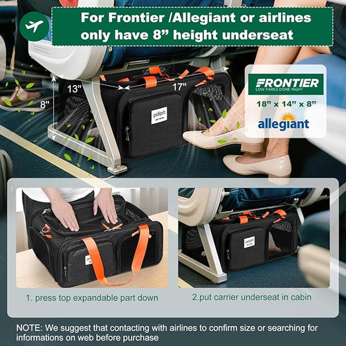 17x13x8 Frontier Allegiant Breeze Airlines Approved top Expandable pet Carrier - Image 2