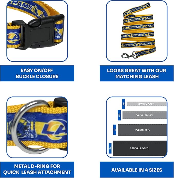 NFL PET Collar Los Angeles Rams Dog Collar, Small Football Team Collar - Image 6
