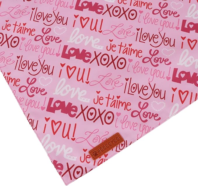 ADOGGYGO Valentine Dog Bandanas 2 Pack, Reversible Heart Love Print Puppy Scarf - Image 6